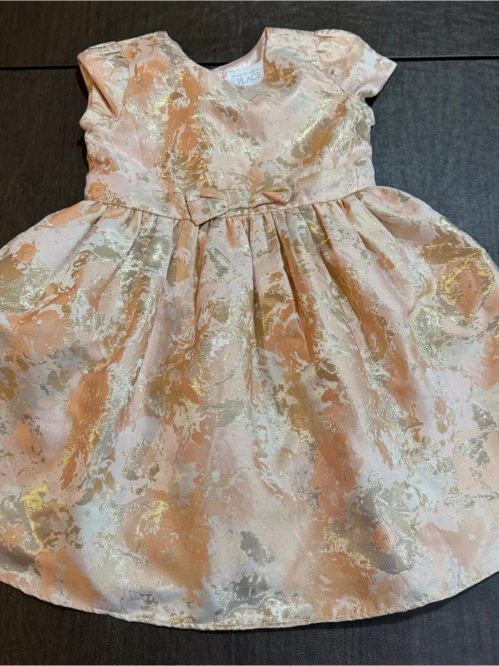 The Children's Place Pink & Gold Floral Brocade Party Dress - Girls Sz 5T